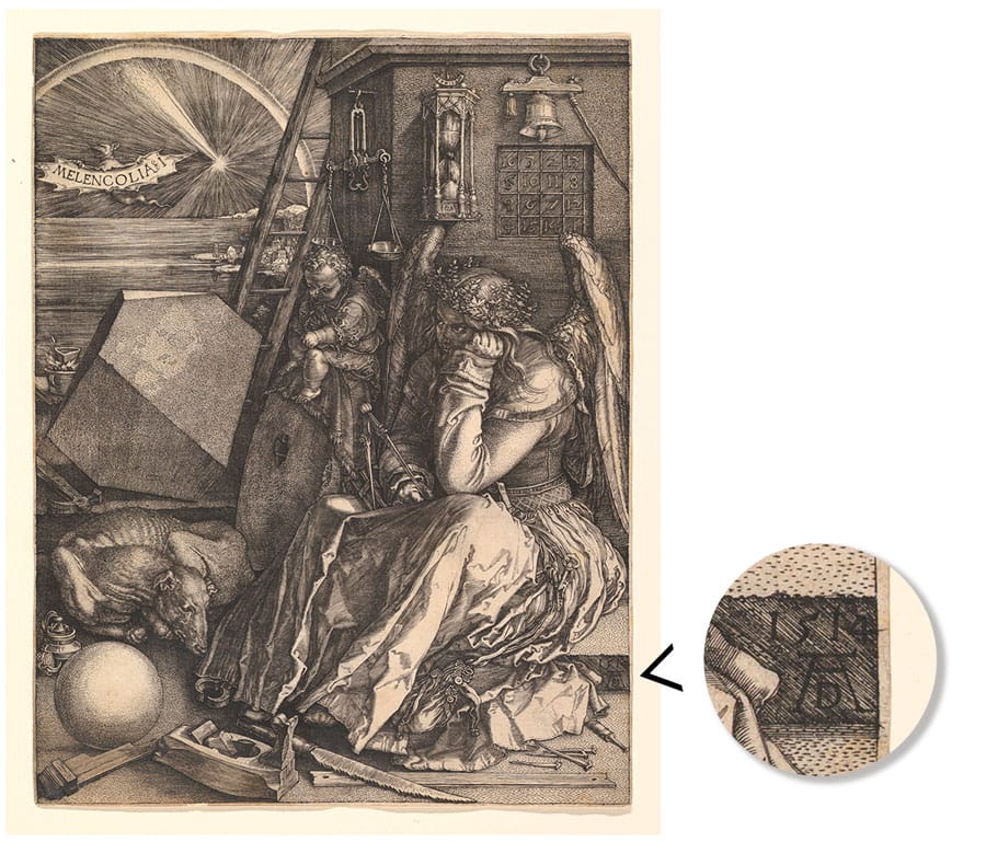 Ejemplo de firma Grabado "Melancolía I" de Albrecht Dürer